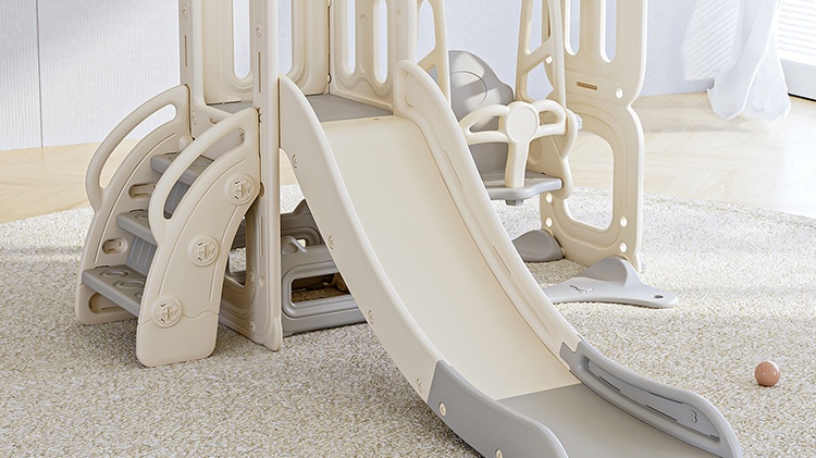 Beige and gray color-blocked indoor slide